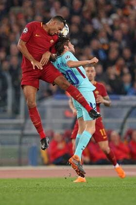 Juan Jesus Roma, Sergi Roberto Barcellona Roma 10-04-2018 Stadio Olimpico Champions League, Quarti di Finale. AS Roma - Barcellona AS Roma - Barcelona Foto Luca Pagliaricci Insidefoto LucaxPagliaricci