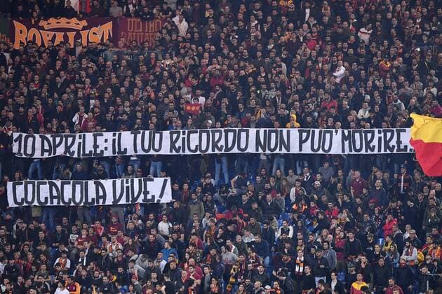Fußball, CL, AS Rom - FC Barcelona As Roma 10 04 2018 - Champions League Roma-Barcellona foto Antonello Sammarco Image nella foto: striscione tifosi Roma 