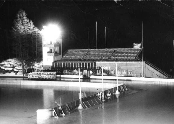 - SANKT MORITZ, SWITZERLAND: (FILE) This file picture dated 31 January 1948 shows the olympic fire at the Winter Olympic Games Olympische Spiele Olympia OS in Sankt Moritz, Switzerland. ARCHIVES BELGAxARCHIVES  x32092244x
