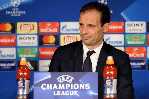 Fußball, CL, PK Juventus Turin Juventus head coach Massimiliano Allegri speaks at the Juventus press conference PK Pressekonferenz at the Estadio Santiago Bernabeu in Madrid, Spain on 10 April, 2018, ahead of the important UEFA Champions League Quarter-Finals second leg match in Madrid, Spain on 11 April 2018 Real Madrid v Juventus UCL-17_18