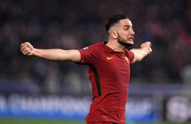 Fußball, CL, AS Rom bezwingt FC Barcelona (180411) -- ROME, April 11, 2018 -- Roma s Kostas Manolas celebrates after scoring the third goal during a UEFA Champions League Quarter Final Second Leg soccer match between Roma and Barcelona in Rome, Italy, April 10, 2018. Roma won 3-0. ) (SP)ITALY-ROME-UEFA-CHAMPIONS LEAGUE-ROMA VS BARCELONA AlbertoxLingria 