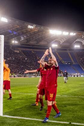 Fußball, CL, AS Rom - FC Barcelona Daniele De Rossi of Roma Final Joy during the Uefa Champions League Quarter-finals , 2st leg, match between Roma 3-0 Barcelona at Olimpic Stadium on April 10, 2018 in Roma, Italy. Noxthirdxpartyxsales  (75903121)