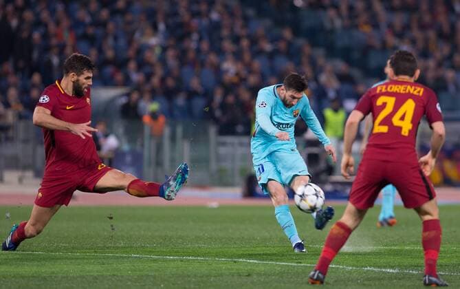 Fußball, CL, AS Rom - FC Barcelona April 10, 2018 - Rome, Italy - Lionel Messi of Barcelona during the UEFA Champions League quarter final match between AS Roma and FC Barcelona Barca at Olympic Stadium. UEFA Champions League AS Roma vs FC Barcelona in Rome, Italy - 10 Apr 2018 - ZUMAs197 20180410_zaa_s197_054 Copyright: xErnestoxVicinanzax