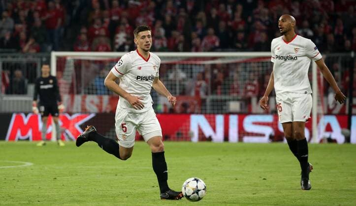 UEFA Champions League, FC Bayern München - Sevilla FC, Viertelfinale Rueckspiel Quarter-Finals 2nd leg, 11.04.2018 in der Allianz Arena, Saison 2017 18, xmdx, Clement LENGLET (5, Sevilla FC) FC Bayern Muenchen - Sevilla FC