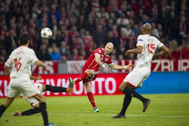 Champions League Viertel-Finale, FC Bayern Muenchen vs. Sevilla FC, Allianz Arena Muenchen. 11.04.2018 Im Bild: Arjen Robben Â