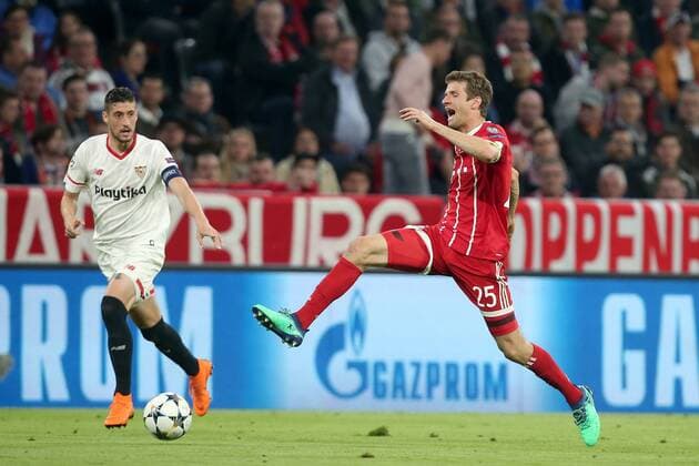 Thomas Mueller (FC Bayern Muenchen 25) FC Bayern Muenchen vs. FC Sevilla, Champions League, Viertelfinale, Fussball, 11.04.2018, Muenchen Copyright: xLanger Eibner-Pressefotox EP_HLR