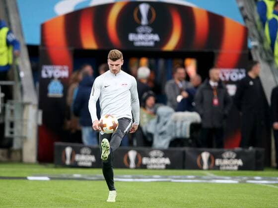 Timo Werner (RB Leipzig 11) alleine beim warmlaufen, Olympique Marseille vs. RB Leipzig, UEFA Europa League, Viertelfinale, Rueckspiel, Fussball, 12.04.2018, Marseille Copyright: xLanger Eibner-Pressefotox EP_HLR