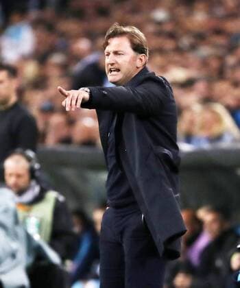 Marseille - RB Leipzig Fussball Euro League Marseille 12.04.2018, Stade Velodrome, Fussball, UEFA EURO EM Europameisterschaft Fussball League, Viertelfinale, Rückspiel , Olympique Marseille vs. RB Leipzig. , Im Bild; Trainer Ralph Hasenhüttl Hasenhuettl, RB Leipzig . ,