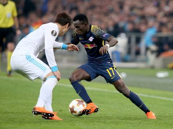 Hiroki Sakai ( Olympique Marseille 2 ) Bruma (RB Leipzig 17), Olympique Marseille vs. RB Leipzig, UEFA Europa League, Viertelfinale, Rueckspiel, Fussball, 12.04.2018, Marseille Copyright: xLanger Eibner-Pressefotox EP_HLR