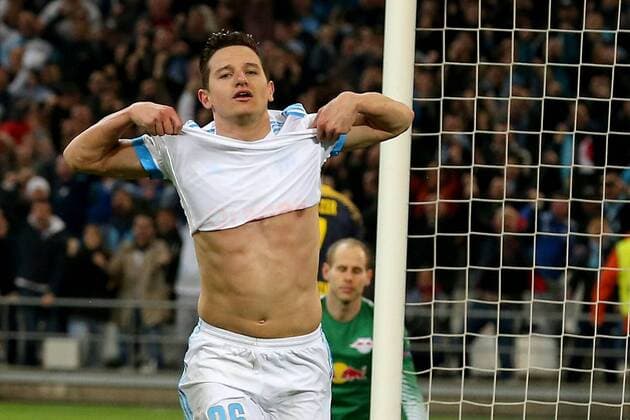 Florian Thauvin ( Olympique Marseille 26 ) Jubel nach dem 3:1, Olympique Marseille vs. RB Leipzig, UEFA Europa League, Viertelfinale, Rueckspiel, Fussball, 12.04.2018, Marseille Copyright: xLanger Eibner-Pressefotox EP_HLR