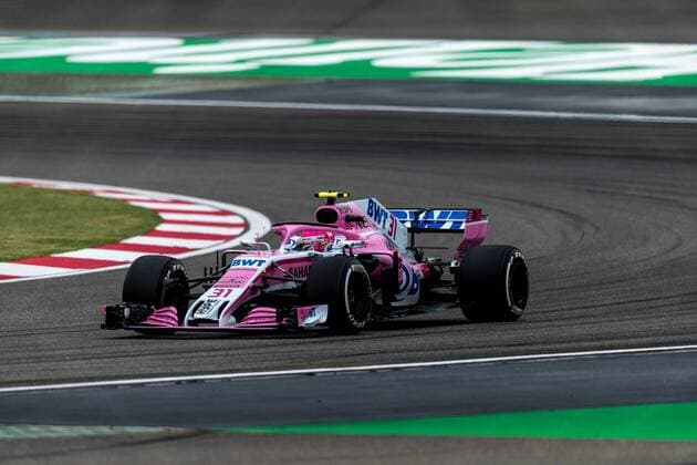 French F1 driver Esteban Ocon of Force India-Mercedes steers his car during a practice session for the 2018 Formula 1 Chinese Grand Prix at the Shanghai International Circuit in Shanghai, China, 13 April 2018. F1 drivers in full swing for Chinese Grand Prix in practice session  pbu784429_31