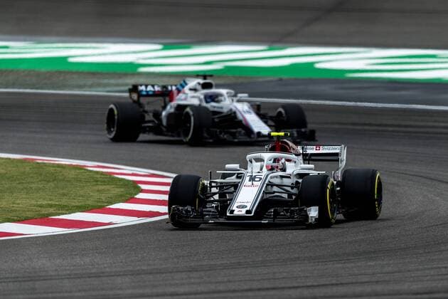 Monegasque F1 driver Charles Leclerc of Sauber-Ferrari steers his car during a practice session for the 2018 Formula 1 Chinese Grand Prix at the Shanghai International Circuit in Shanghai, China, 13 April 2018. F1 drivers in full swing for Chinese Grand Prix in practice session  pbu784429_33