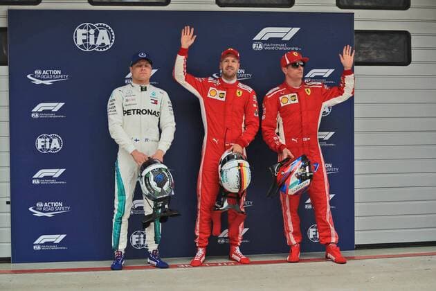 von links Valtteri Bottas (Mercedes AMG Petronas Formula One Team), Sebastian Vettel (Scuderia Ferrari) und Kimi Raikkoenen (Scuderia Ferrari), Grosser Preis von China 2018, Rennen, Motorsport, Formel 1, 14.04.2018, Shanghai Copyright: xIllman Eibner-Pressefotox EP_EER