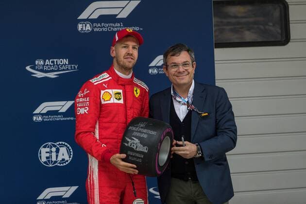 Sebastian Vettel (Scuderia Ferrari) bekommt den Pole Position Award, Grosser Preis von China 2018, Rennen, Motorsport, Formel 1, 14.04.2018, Shanghai Copyright: xIllman Eibner-Pressefotox EP_ANS