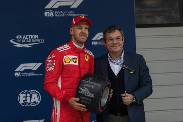 Sebastian Vettel (Scuderia Ferrari) bekommt den Pole Position Award, Grosser Preis von China 2018, Rennen, Motorsport, Formel 1, 14.04.2018, Shanghai Copyright: xIllman Eibner-Pressefotox EP_ANS