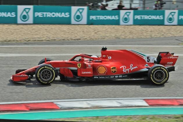 Sebastian Vettel (Scuderia Ferrari) mit seinem Auto auf der Strecke, Grosser Preis von China 2018, Rennen, Motorsport, Formel 1, 15.04.2018, Shanghai Copyright: xIllman Eibner-Pressefotox EP_ANS