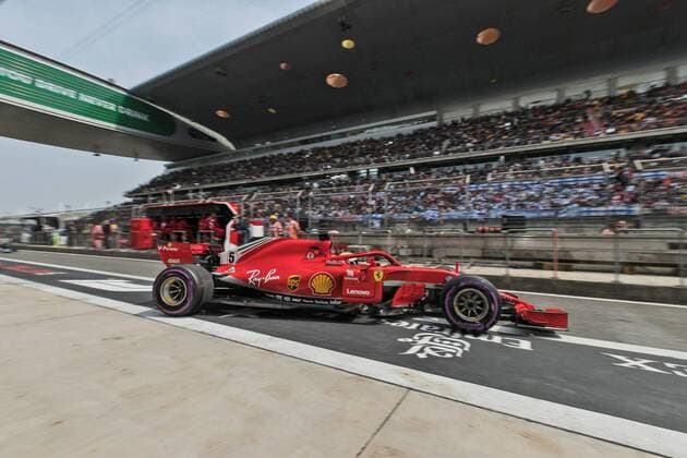 Sebastian Vettel (Scuderia Ferrari) faehrt aus der Box, Grosser Preis von China 2018, Rennen, Motorsport, Formel 1, 15.04.2018, Shanghai Copyright: xIllman Eibner-Pressefotox EP_ANS