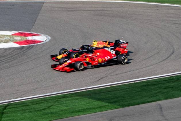 German F1 Sebastian Vettel of Ferrari and Dutch F1 driver Max Verstappen of Red Bull Racing collide as they compete during the 2018 Formula One Chinese Grand Prix at the Shanghai International Circuit in Shanghai, China, 15 April 2018. Daniel Ricciardo charged from sixth to score a stunning first win of the 2018 Formula 1 season as Max Verstappen and Sebastian Vettel collided in a wild Chinese Grand Prix. Bottas and Vettel were locked in their own battle for the win until Ricciardo and Verstappen pitted again for fresh, soft tyres during a safety car period just after the halfway mark as their rivals stayed on mediums. Ricciardo then overtook his team-mate, Lewis Hamilton and Vettel in quick succession before executing a stunning pass on Bottas into the tight Turn 6 right-hander for the victory. Verstappen and Vettel collide in Chinese Grand Prix 