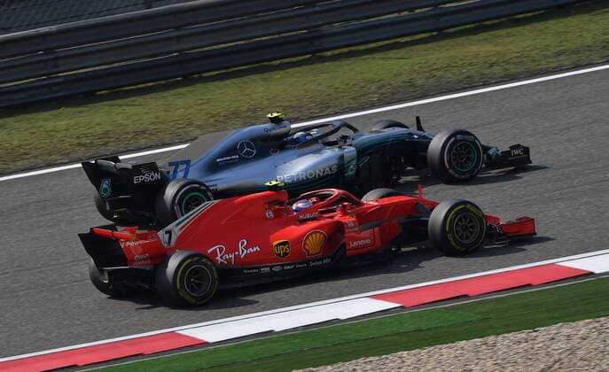 Kimi Raiikkoenen, Scuderia Ferrari, Valtteri Bottas; Mercedes Grand Prix, formula 1 GP, China in Shanghai, 15.04.2018 Photo:mspb Jerry Andre Kimi Raiikkoenen, Valtteri Bottas; Formel 1 GP, China 2018