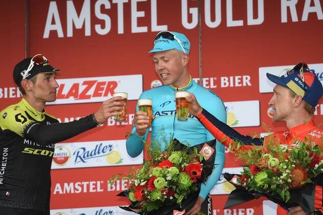 Bilder des Tages - SPORT 15-04-2018 Amstel Gold Race; 2018, Astana; 2018, Mitchelton - Scott; 2018, Bahrain - Merida; Valgreen Andersen, Michael; Kreuziger, Roman; Gasparotto, Enrico; Valkenburg; 