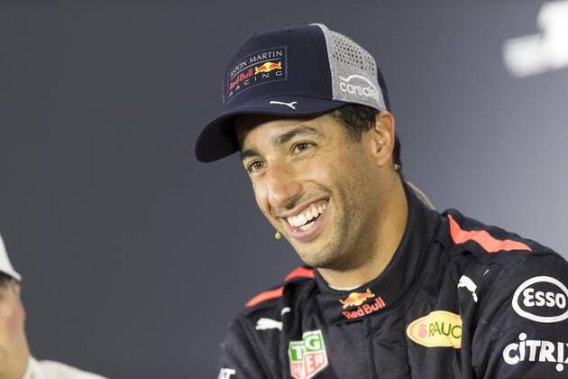 Australian F1 driver Daniel Ricciardo of Red Bull Racing reacts during the press conference PK Pressekonferenz after winning the 2018 Formula One Chinese Grand Prix at the Shanghai International Circuit in Shanghai, China, 15 April 2018. Red Bull driver Daniel Ricciardo yanked off his right shoe, poured champagne into it as he stood on the podium, and then drank up to his unlikely victory in Sunday s Chinese Grand Prix. The Australian started from the third row, but took advantage when the safety car came out on the 31st lap to allow him to get fresh, soft tires when the other leaders were running on worn rubber and couldn t get in quickly to change. Red Bull s Daniel Ricciardo wins Chinese Grand Prix; 6th career win  20180415_51527