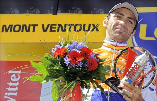 20090725 - MONT VENTOUX, FRANCE: Spanish Juan Manuel Garate of the Rabobank team is pictured on the podium after winning the 20th stage of the Tour de France cycling race, between Montelimar and the Mont Ventoux (167km), Saturday 25 July 2009. BENOITxDOPPAGNE  x14766821x
