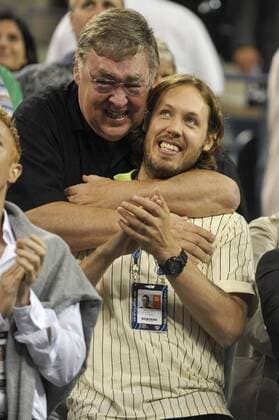 - NEW YORK, USA : Belgian tennis player Kim Clijsters husband US Brian Lynch (former basket player) and his father Richard Lynch celebrate after she won 7-5, 6-3 the US Open final match against Caroline Wozniaki of Denmark, at the US Open Grand Slam Tennis tournament, at Flushing Meadows, in New York, Sunday 13 September 2009. Clijsters won a Grand Slam title just one month after her coming back to competition, after two years break during wich she became a mother. PHILIPPExBUISSIN  x15359469x