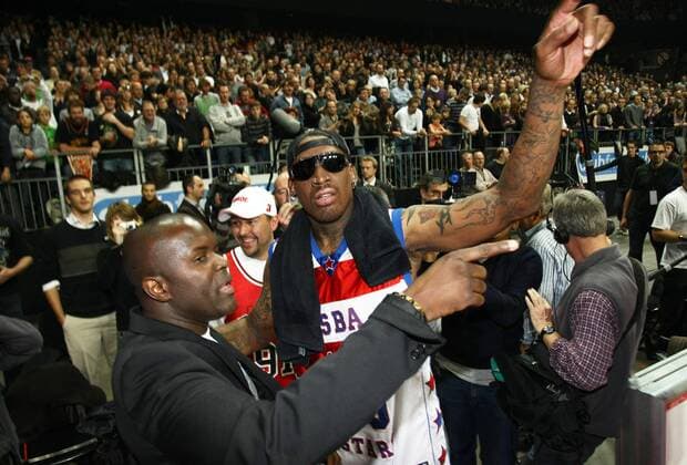 - ANTWERP, BELGIUM : US basket player Dennis Rodman pictured after the gala basket match between the Belgian Legends and the NBA Basketball Herren USA Legends, Friday 13 November 2009, in Antwerp. JULIENxWARNAND  x16550254x