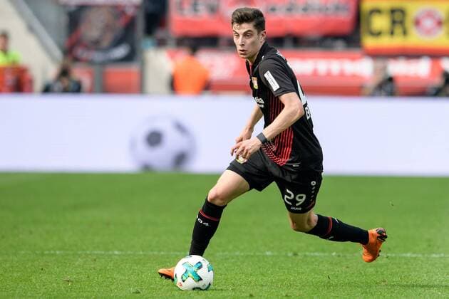 Kai Havertz (Bayer 04 Leverkusen 29) beim Bundesligaspiel zwischen Bayer 04 Leverkusen und Eintracht Frankfurt am 14.04.2018, Leverkusen *** Kai Havertz Bayer 04 Leverkusen 29 at the Bundesliga match between Bayer 04 Leverkusen and Eintracht Frankfurt on 14 04 2018 Leverkusen Copyright: xEIBNER JoergxSchuelerx EP_JSE
