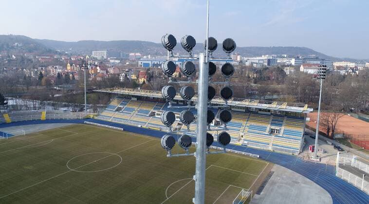 Fussball, Herren, Saison 2017 2018, 3. Liga, FC Carl Zeiss Jena, Luftbildaufnahmen vom Ernst-Abbe-Sportfeld mit neuem Flutlicht, 02.03. 2018, Copyright: xMatthiasxKochx