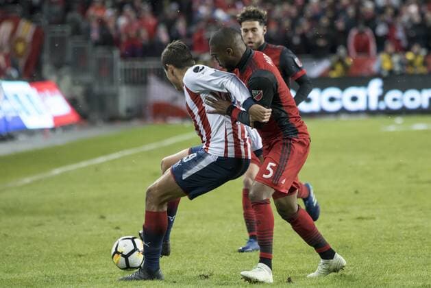 April 17, 2018 - Toronto, Ontario, Canada - Toronto FC Vs Club Deportivo Guadalajara (CHIVAS) for the game CONCACAF Champions League Final at BMO Field 2-1 score to to advance to the Semifinals. Goals from ALAN PULIDO, RODOLFO PIZARRO and JONATHAN OSORIO TORONTO FC vs CD GUADALAJARA - CONCACAF Champions League Final 2018 - ZUMAm154 20180417_zap_m154_054 Copyright: xAngelxMarchinix