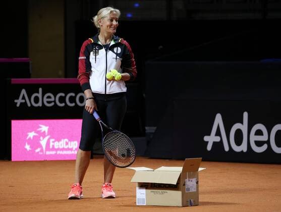 BAU 18.04.2018 Stuttgart Tennis Fed Cup Training von Angelique Kerber, die ehemalige Kapitänin Barbara Rittner
