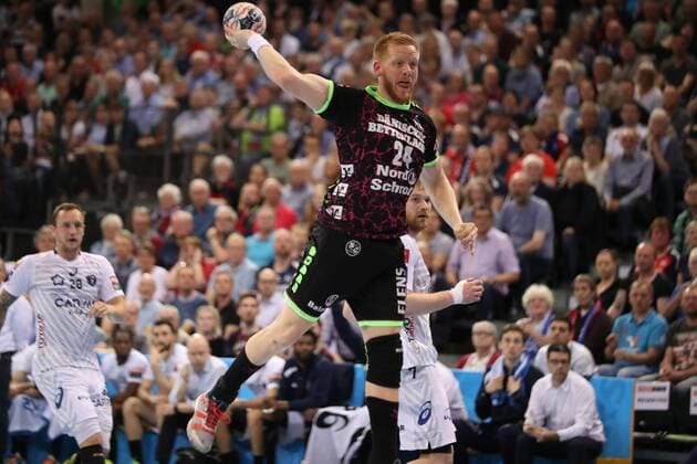 SG Flensburg-Handewitt - Montpellier HB, EHF Champions League; Flensburg, 18.04.18 Flensburg, 18.04.18, Handball, VELUX EHF Champions League, Saison 2017 2018, Viertelfinal, SG Flensburg-Handewitt - Montpellier HB : Jim Gottfridsson (SG Flensburg-Handewitt, 24)