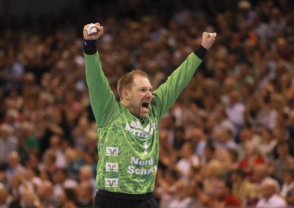 Foto : Siegesjubel bei Matthias Andersson ( Flensburg ) Handball Herren am 18.04.2018 Champions - League SG Flensburg - Montpellier
