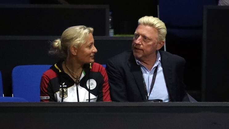 Tennis Fed Cup 2018 Deutschland - Tschechien Deutschland, Stuttgart, 21.04.2018, Tennis, Fed Cup 2018, Deutschland - Tschechien: v.l. Barbara Rittner, Boris Becker.