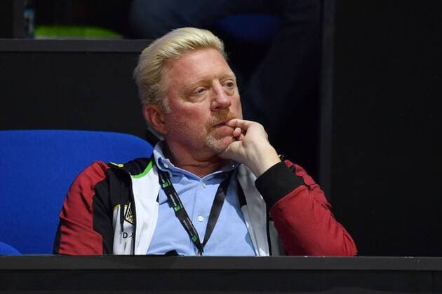 Boris BECKER (Head of Men sTennis), beobachtet das Geschehen,ernst,skeptisch, Einzelbild,angeschnittenes Einzelmotiv,Portraet,Portrait,Porträt. Tennis Fed Cup Halbfinale Deutschland-Tschechien, P O R S C H E A R E N A, Stuttgart am 21.04.2018.