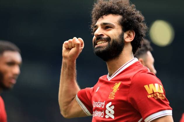 Themen der Woche - SPORT Bilder des Tages - SPORT 21st April 2018, The Hawthorns, West Bromwich, England; EPL Premier League football, West Bromwich Albion versus Liverpool; Mohamed Salah of Liverpool celebrates after scoring as he makes it 0-2  ActionPlus12015865