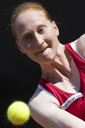 Belgian Alison Van Uytvanck pictured in action during a tennis game between Italian Sara Errani WTA Tennis Damen 91) and Belgian Alison Van Uytvanck (WTA 50), the second rubber of this weekend s Fed Cup World Group Play Off meeting between Italy and Belgium in Genoa, Italy, Saturday 21 April 2018. LAURIExDIEFFEMBACQ  x05333321x