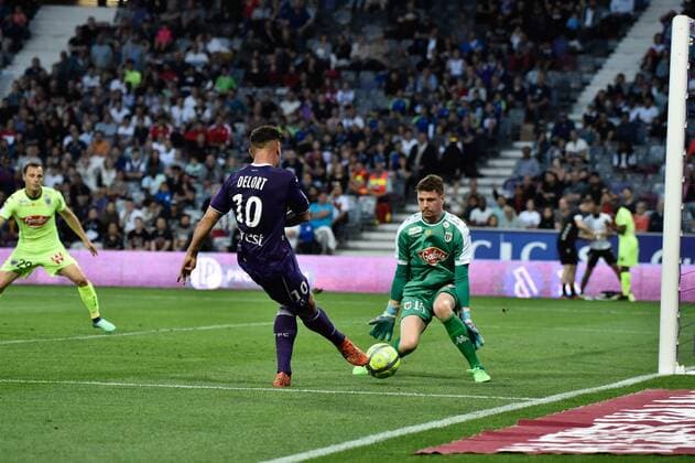 Andy Delort (tfc) FOOTBALL : Toulouse vs Angers - 34eme Journee de L1 - Toulouse - 21 04 2018 ThierryBreton Panoramic 