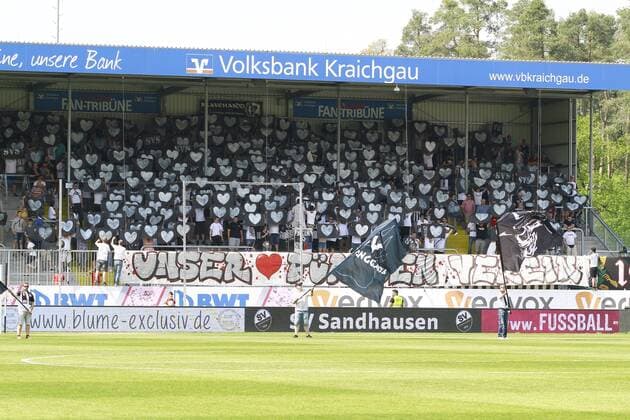 SV Sandhausen - SV Darmstadt 98 Fanblock Sandhausen, Choreografie, Fahnenträger, quer, Fußball 2. BL Saison 2017 2018,