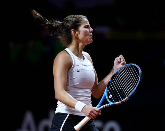 BAU 22.04.2018 Stuttgart Tennis Fed Cup GER vs. CZE, Julia Görges (GER) jubelt und ballt die Faust