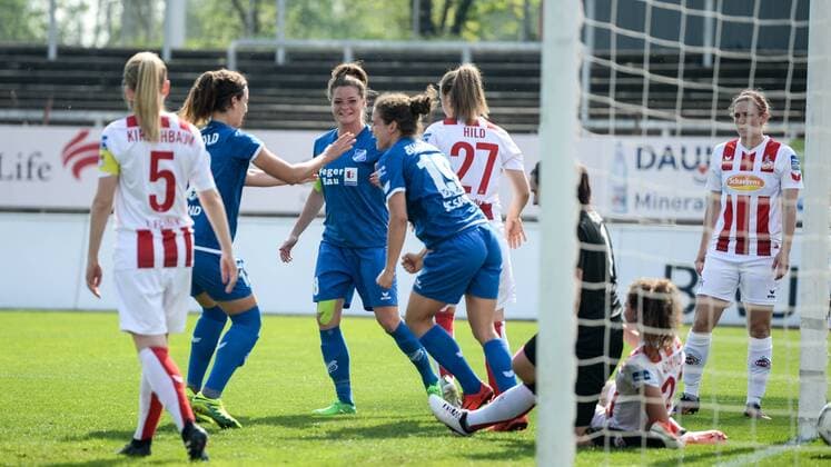 Jubel, Freuen, celebrate, happy, cheer , Goal Celebration SC Sand 0:1, Fussball, Allianz Frauen-Bundesliga,1.FC Köln - SC Sand ,