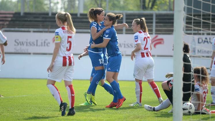Jubel, Freuen, celebrate, happy, cheer , Goal Celebration SC Sand 0:1, Fussball, Allianz Frauen-Bundesliga,1.FC Köln - SC Sand ,