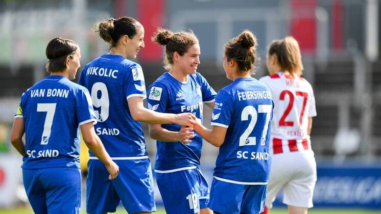Jubel, Freuen, celebrate, happy, cheer , Goal Celebration SC Sand 0:2, Fussball, Allianz Frauen-Bundesliga,1.FC Köln - SC Sand ,