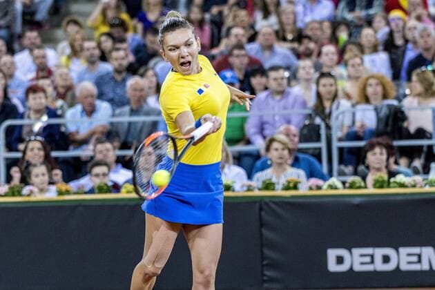 April 22, 2018: Simona Halep (ROU) during the FED Cup by BNP 2018 game between Romania and Switzerland at Sala Polivalenta, Cluj-Napoca, Romania ROU. Copyright: Cronos Catalin Soare  Copyright: xCronos CatalinxSoarex crfcs22042018121819