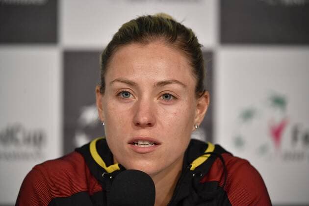 Angelique KERBER (GER) PK Pressekonferenz enttäuscht Tennis Damen Team Deutschland Germany Fed Cup Federations FedCup 2018 Halbfinale Deutschland GER vs Tschechien CZE Porsche-Arena Stuttgart 21.-22.04.2018 Fed Cup Halbfinale GER - CZE Porsche-Arena Stuttgart 2018