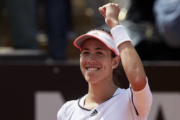 April 22, 2018 - La Manga, Murcia, Spain - Garbine Muguruza of Spain celebrates the victory in her match against Veronica Cepede Royg of Paraguay during day two of the Fedcup World Group II Play-offs match between Spain and Paraguay at Centro de Tenis La Manga Club on April 22, 2018 in La Manga, Spain Spain v Paraguay - Fed Cup by BNP Paribas World CUp Group II Play-Off  - ZUMAn230 20180422_zaa_n230_689 Copyright: xDavidxAliagax