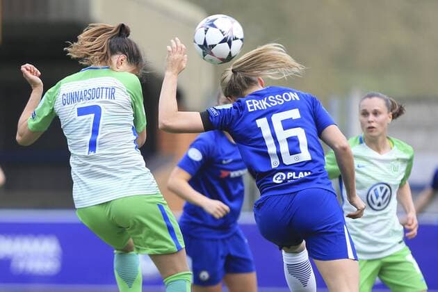 Sara Björk Gunnarsdottir (VfL Wolfsburg, 7) köpft Tor zum 1:1, schießt Tor, Torschütze, erzielt Tor, Treffer, scores the goal, Fussball, UEFA Women s Champions League, Chelsea LFC - VfL Wolfsburg,