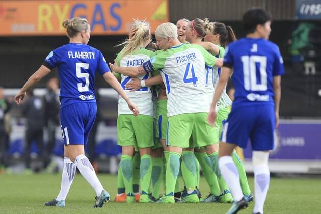 Alexandra Popp (VfL Wolfsburg, 11) Jubel, Torjubel, jubelt über das Tor, celebrate the goal, celebration, Chelsea enttäuscht, schaut enttäuscht, niedergeschlagen, disappointed, Fussball, UEFA Women s Champions League, Chelsea LFC - VfL Wolfsburg,