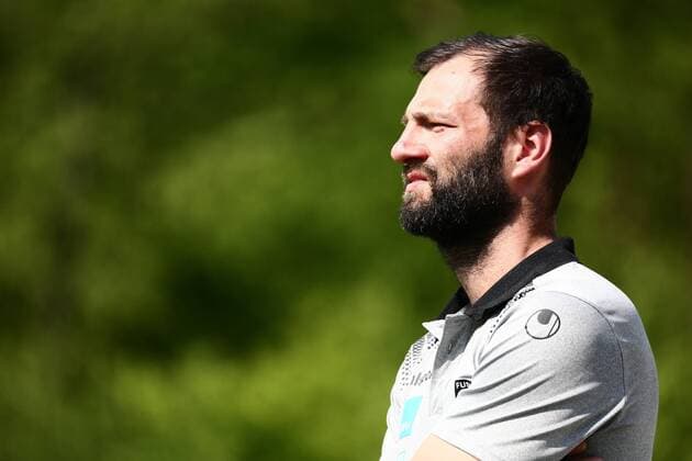 Fußball, Trainerhistorie, SSV Ulm 1846 Tobias Flitsch (Trainer SSV Ulm) beim Spiel Astoria Walldorf vs. SSV Ulm in der Regionalliga Sued-West am 22.04.2018, Foto:Michael Bermel Eibner-Pressefoto FC Astoria Walldorf vs. SSV Ulm, Fussball, Regionalliga Suedwest 22.04.2018 Walldorf Copyright: xEIBNER MichaelxBermelx EP_MBL